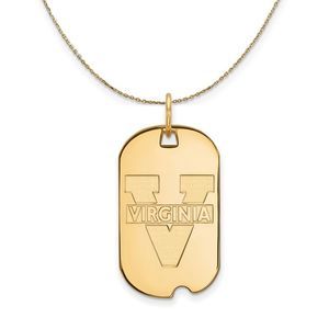14k Yellow Gold U. of Virginia Dog Tag Necklace - 22 Inch